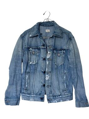 ABLE The Merly Light Wash Distressed Denim Jacket - Small